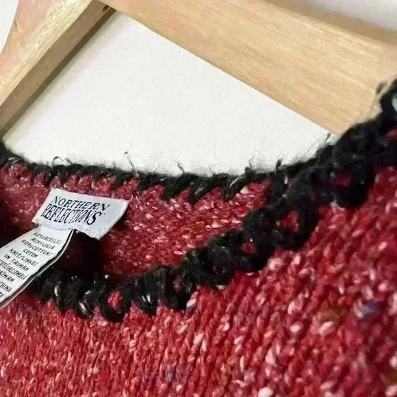 Northern Reflections Womens Red Striped Knit Cotton Cottagecore Sweater Large - Picture 11 of 12